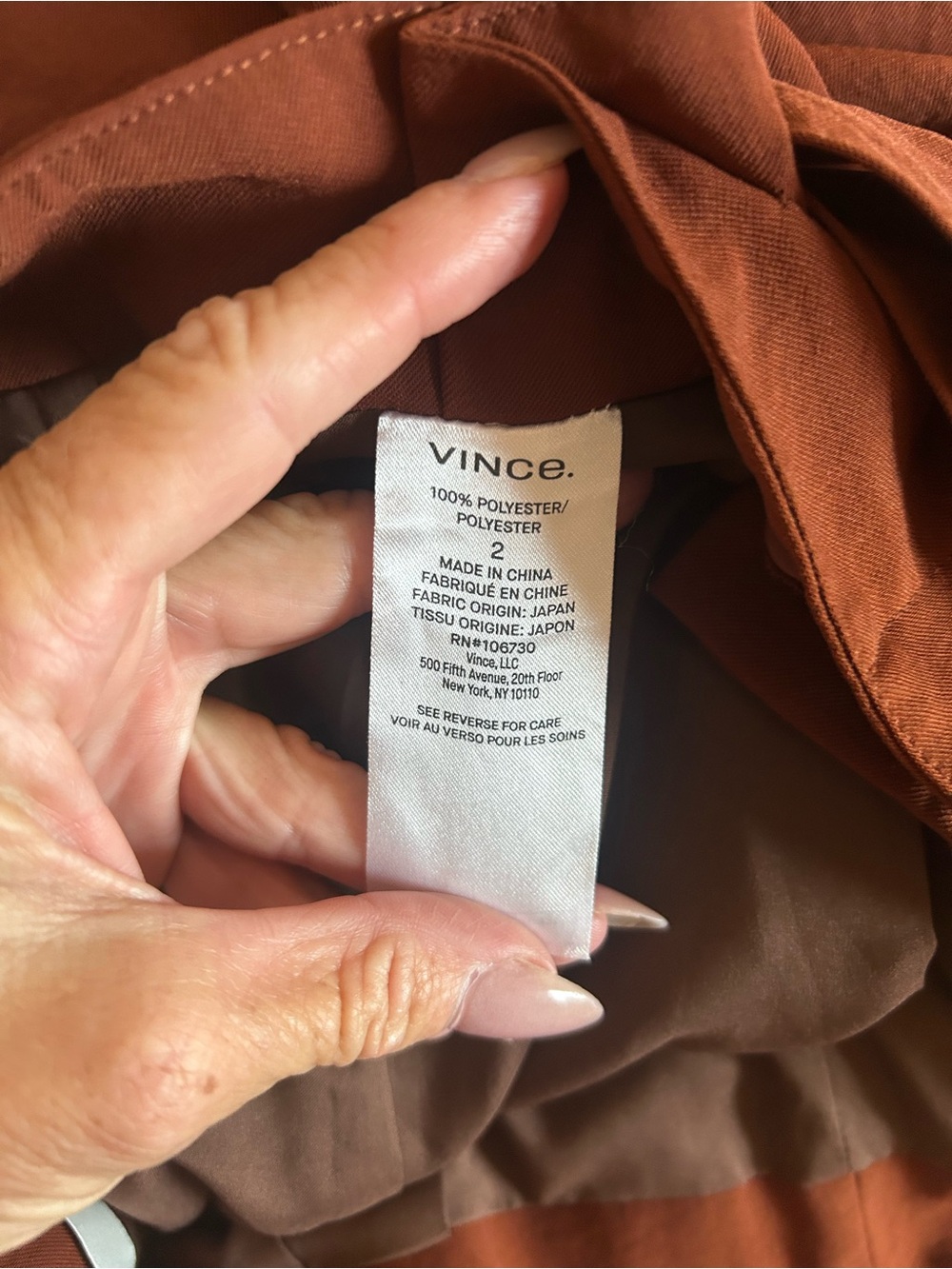 NEW Vince High Rise Belted Wide Leg Culottes in the shade Rust Sz 2 - Picture 11 of 11